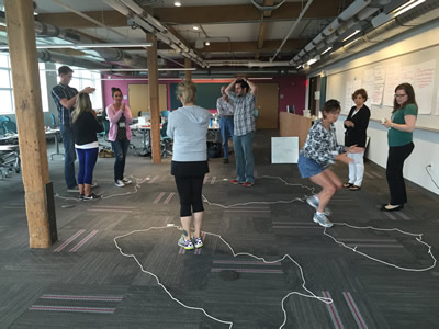 Photograph of teachers doing energy theater.